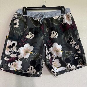 Neff Tropical Mickey Mouse‎ Swim Trunks Mens Medium Printed 5" Inseam Shorts